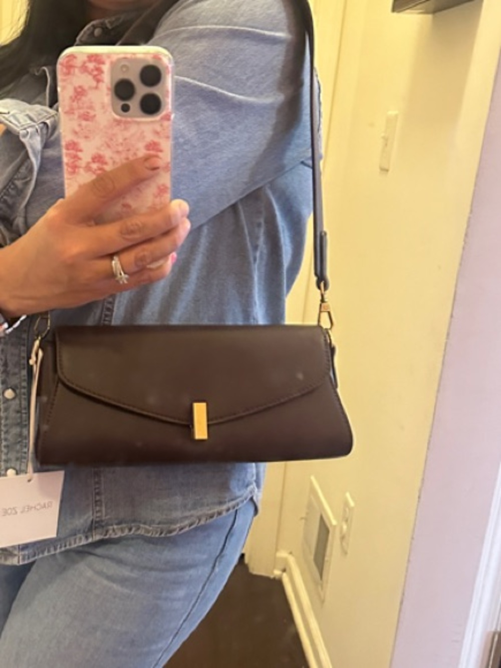 Rachel Zoe Plum Leather Shoulder Bag with Gold Hardware - Picture 8 of 8